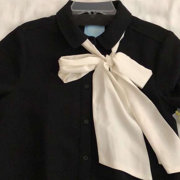 CeCe Black Long Sleeve Dress with White Tie - Picture 4 of 4